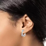 0.25ctw Cross Hoop Diamond Earrings, 14ct White Gold