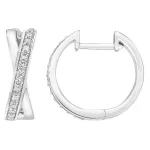 0.25ctw Cross Hoop Diamond Earrings, 14ct White Gold