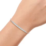 1.00ctw Round Brilliant Cut Diamond Bolo Bracelet, 14ct White Gold