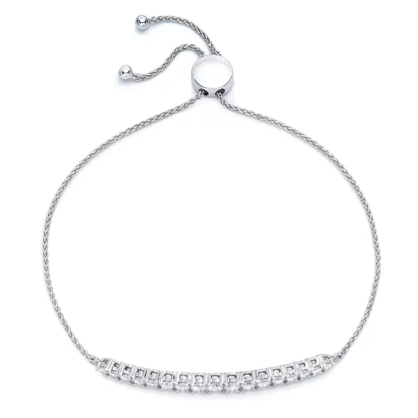 1.00ctw Round Brilliant Cut Diamond Bolo Bracelet, 14ct White Gold